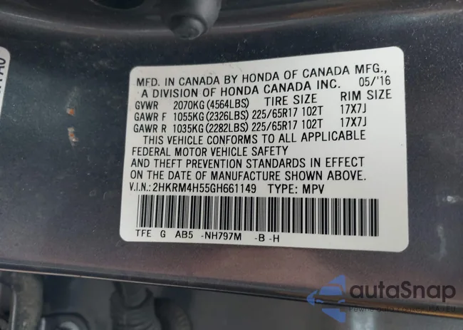 2HKRM4H55GH661149: 42531093