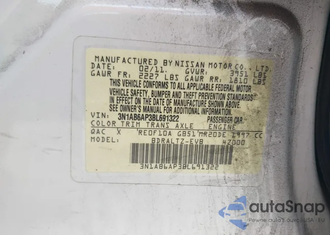 3N1AB6AT3BL691322: 42530217