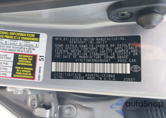 4T1C11AKXMU480087: 42530244