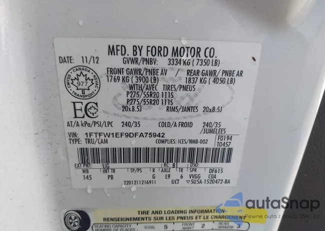 1FTFW1EF9DFA75942: 42530396