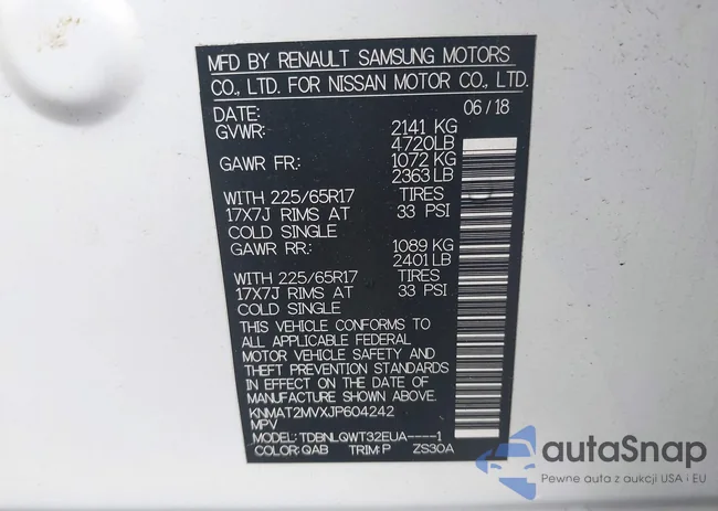 KNMAT2MVXJP604242: 42530398