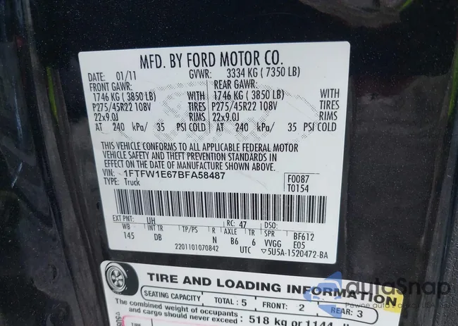 1FTFW1E67BFA58487: 42530417