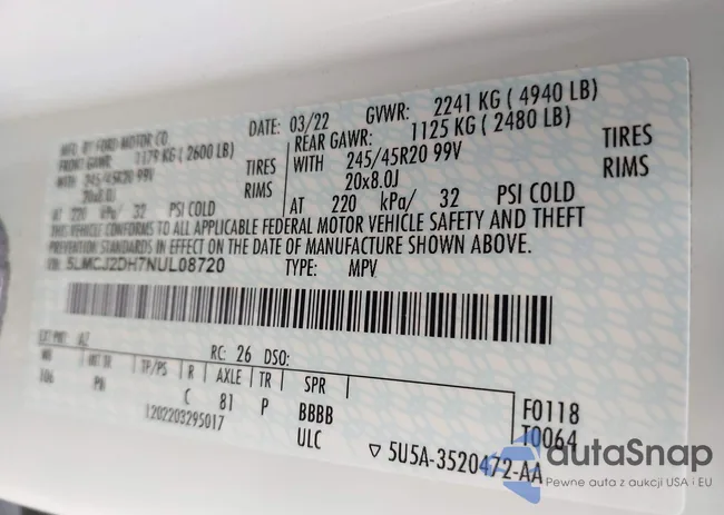 5LMCJ2DH7NUL08720: 42530438