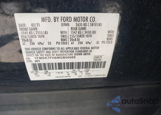 1FMSK7FH6MGB06065: 42530505