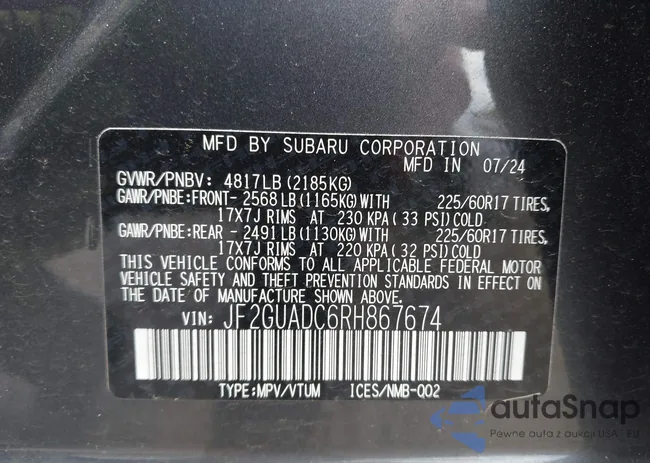 JF2GUADC6RH867674: 42530506