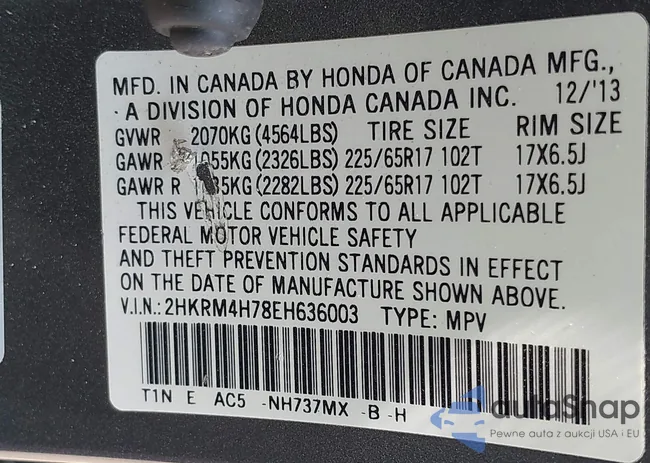 2HKRM4H78EH636003: 42531629