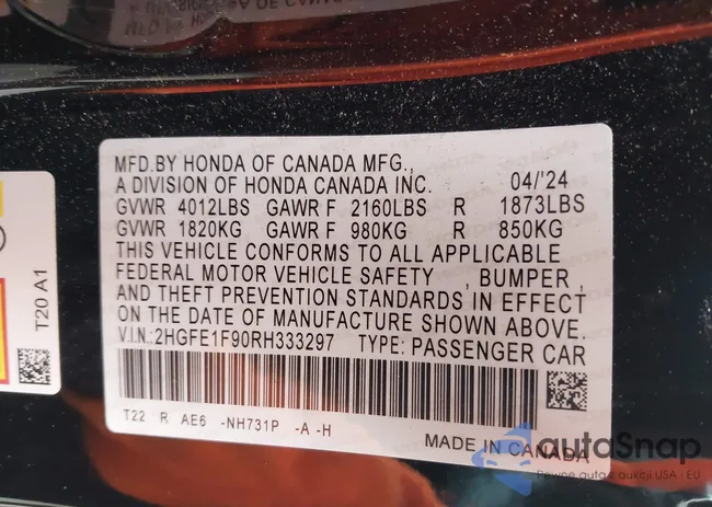 2HGFE1F90RH333297: 42531677