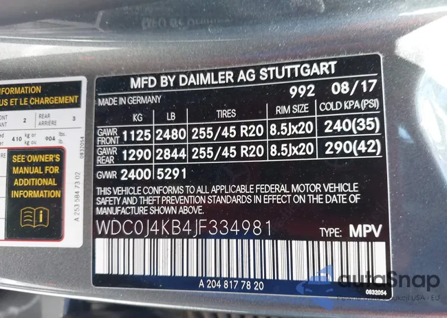 WDC0J4KB4JF334981: 42531923