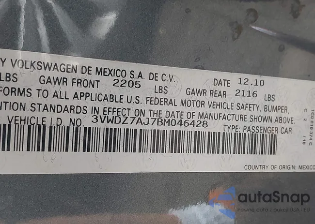 3VWDZ7AJ7BM046428: 42531958