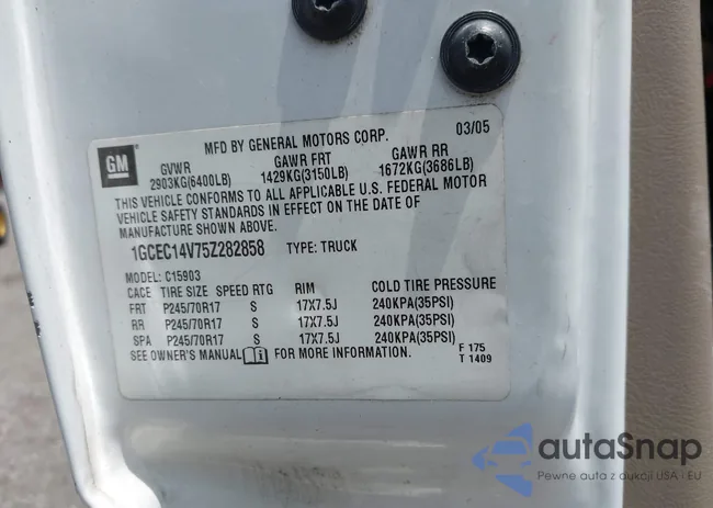 1GCEC14V75Z282858: 42531980