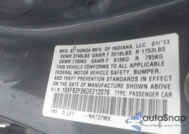 19XFB2F56DE212076: 42532181