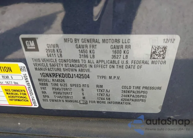 1GNKRFKD0DJ142504: 42531324