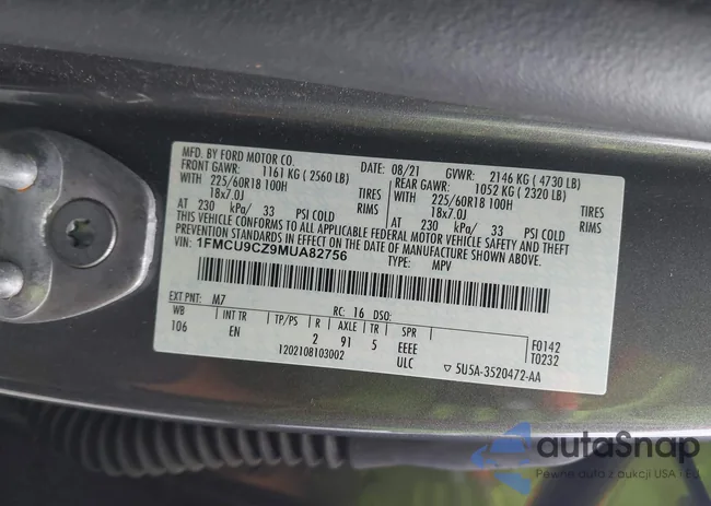 1FMCU9CZ9MUA82756: 42532603