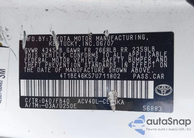 4T1BE46K57U711802: 42532733