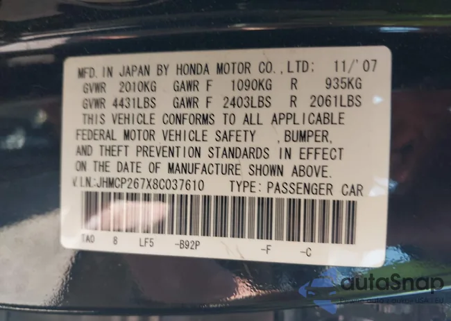 JHMCP267X8C037610: 42532846