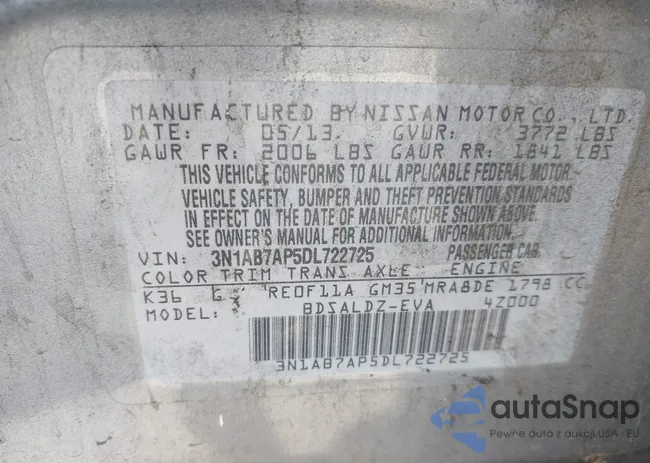 3N1AB7AP5DL722725: 42533010