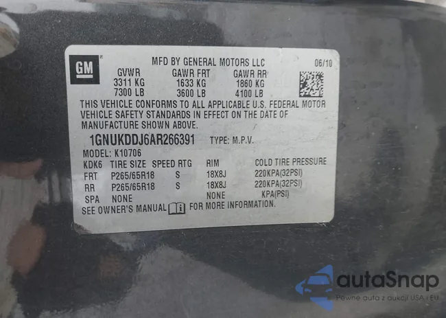 1GNUKDDJ6AR266391: 42534027