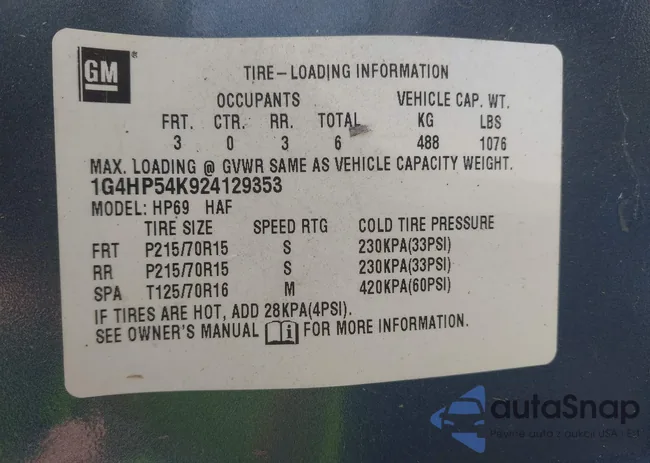 1G4HP54K924129353: 42533213