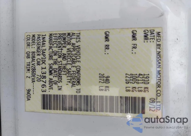 1N4AL3AP1DC138763: 42533292