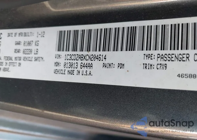 1C3CDZABXCN204614: 42533422