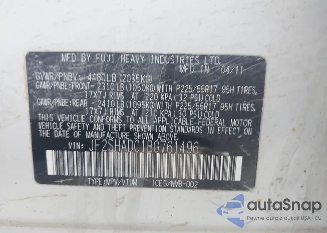 JF2SHADC1BG761496: 42534776