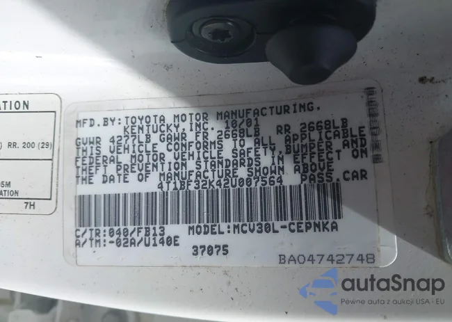 4T1BF32K42U007564: 42534864