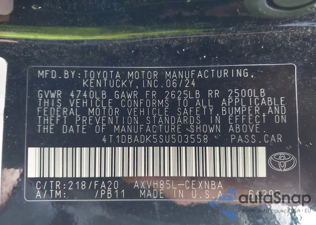 4T1DBADK5SU503558: 42534880