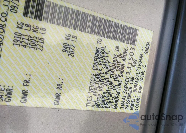 1N4AL3AP4EC131503: 42534941