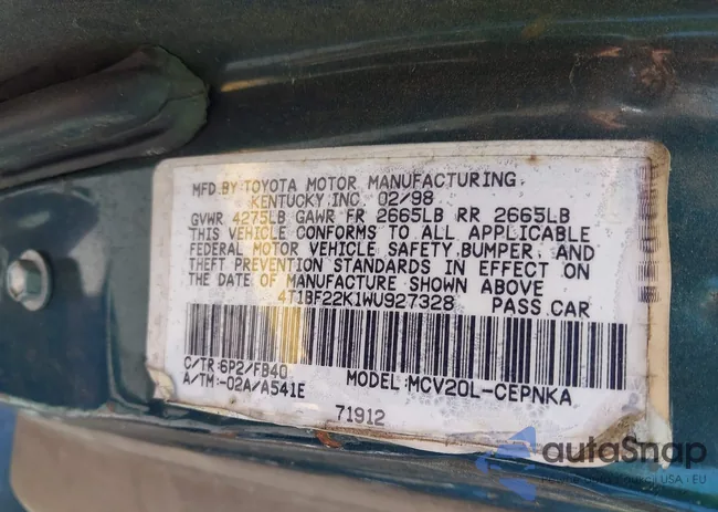 4T1BF22K1WU927328: 42534974