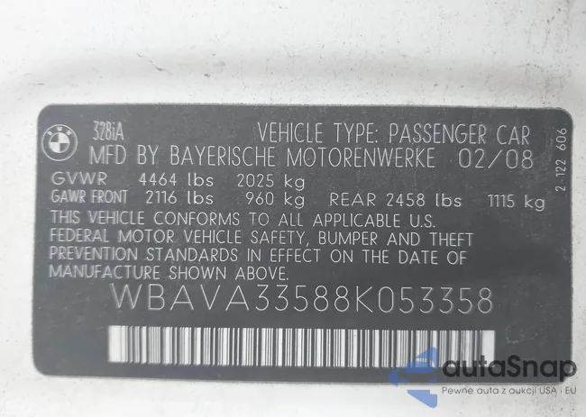 WBAVA33588K053358: 42535163