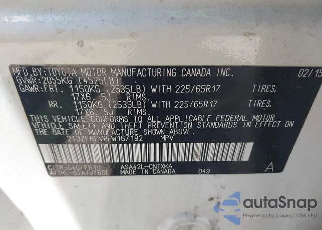 2T3ZFREV8FW167192: 42534323