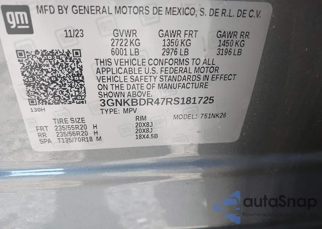 3GNKBDR47RS181725: 42534532