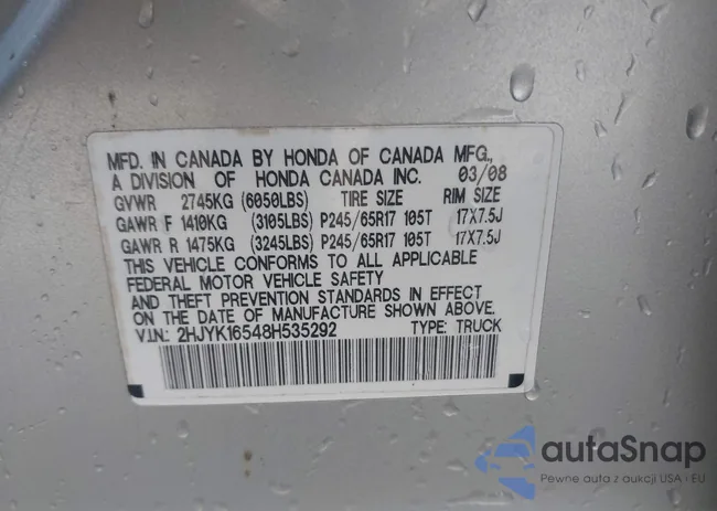 2HJYK16548H535292: 42535721