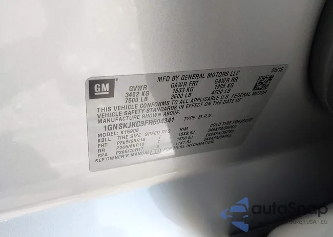 1GNSKJKC3FR694341: 42535794