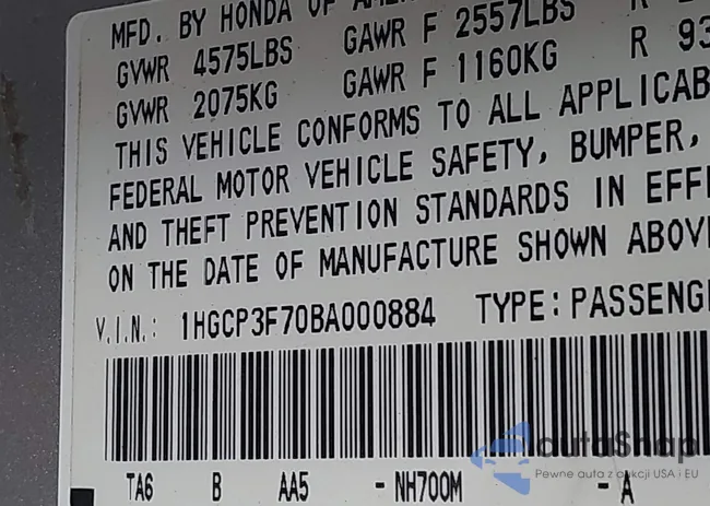 1HGCP3F70BA000884: 42535804