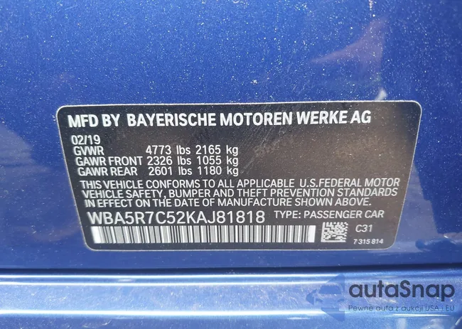 WBA5R7C52KAJ81818: 42536074