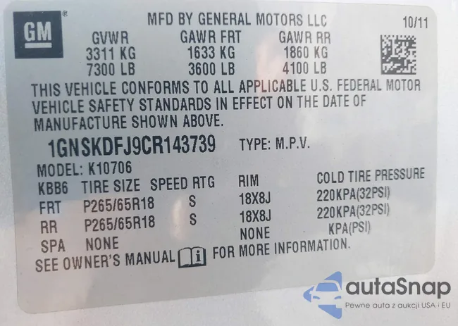 1GNSKDFJ9CR143739: 42535181