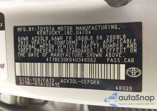 4T1BE30K64U346562: 42535295