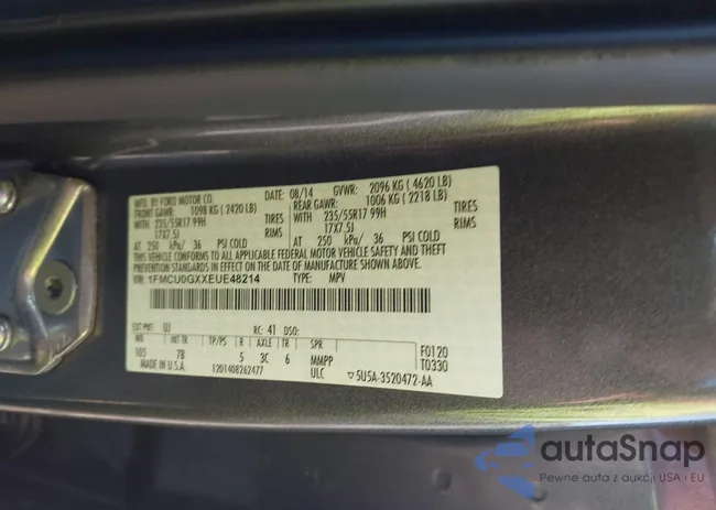 1FMCU0GXXEUE48214: 42535401