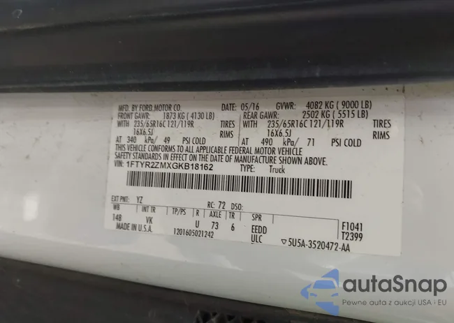 1FTYR2ZMXGKB18162: 42535460