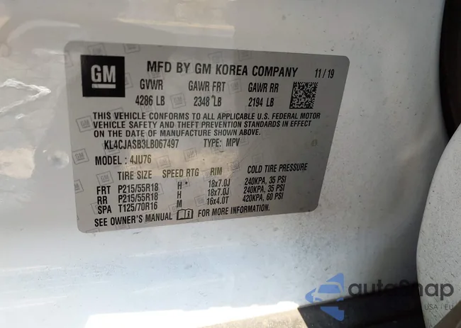 KL4CJASB3LB067497: 42535505