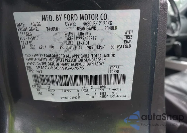 1FMCU93G19KA87676: 42536779