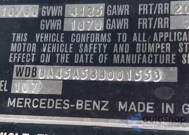 WDBBA45A5BB001553: 42537023