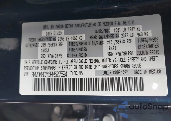 3MVDMBCM6PM527594: 42537052