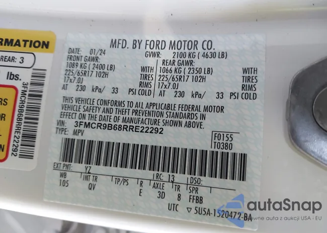 3FMCR9B68RRE22292: 42537095