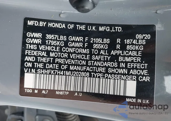 SHHFK7H41MU202808: 42536403