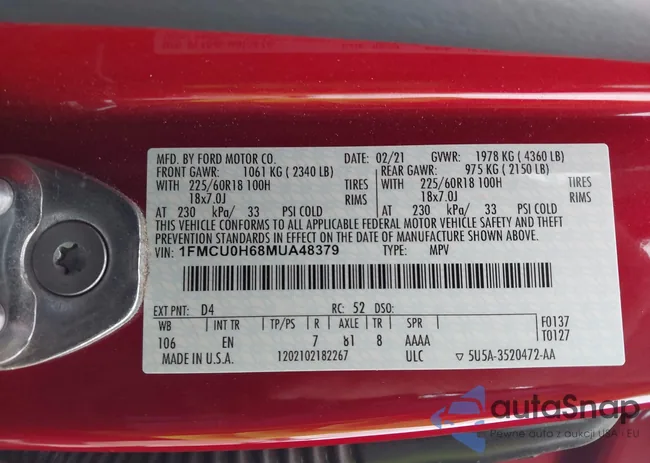 1FMCU0H68MUA48379: 42537181