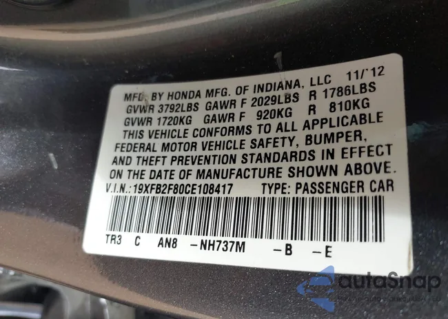 19XFB2F80CE108417: 42537184