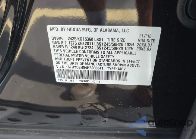 5FRYD3H54HB006341: 42537229