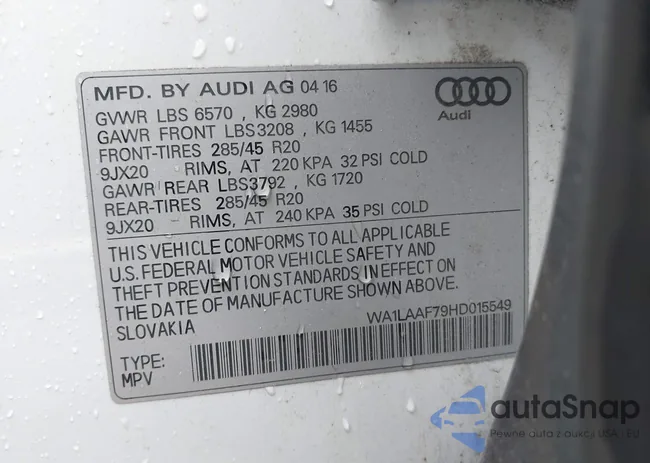 WA1LAAF79HD015549: 42537231